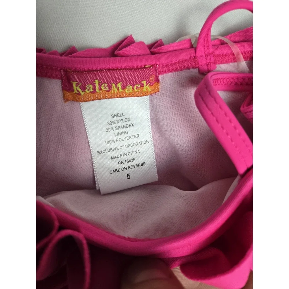 Kate Mack Girls Swimsuit bathing suit pink ruffle NWT sz 5 one‎ piece